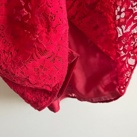 J. Crew Red Lace Short Sleeve Dress Lined Cocktail E3707 A-Line Womens Size 4 - Picture 5 of 10